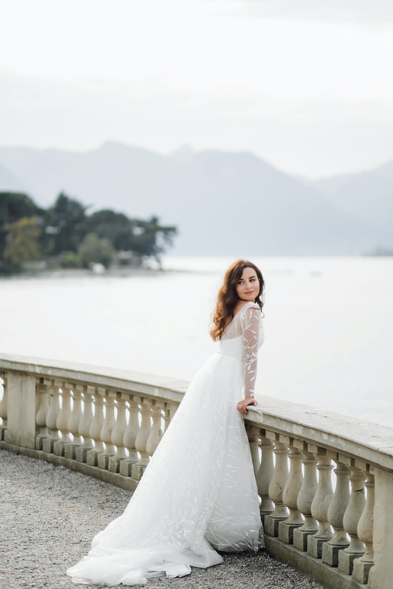 Happy wedding couple in Como Lake, Italy